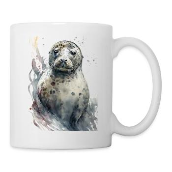 Sceau doux mignon réaliste aquarelle - Mug blanc - blanc - Droite