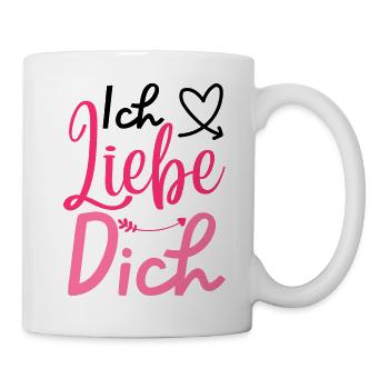"Ich Liebe Dich" Design, Valentinstagsgeschenk - Tasse - Weiß - Rechts