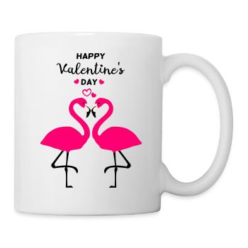 Flamants roses Saint-Valentin - Mug blanc - blanc - Droite