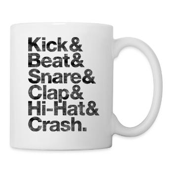Kick Beat Snare Clap Hi Hat Crash grunge black - Mug - white - Right
