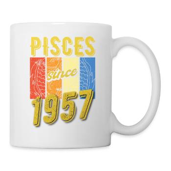 Poissons 1957 Anniversaire Zodiac Cadeau - Mug blanc - blanc - Droite