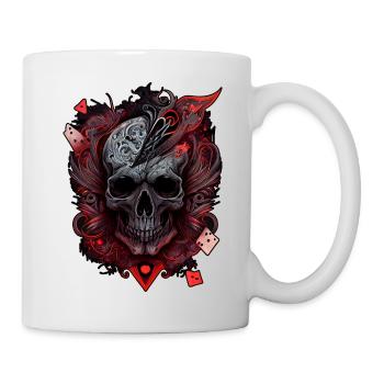 Splash mehrfarbiger Totenkopf. Pokerface - Tasse - Weiß - Rechts