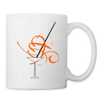 Coctailglass Schwarz-Orange. Elegant und Stylisch. - Tasse - Weiß - Rechts