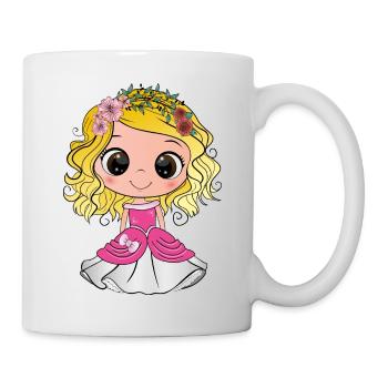 Princesse blonde aux yeux bruns et une robe rose - Mug blanc - blanc - Droite