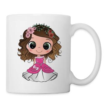 Princesse brune aux yeux verts et une robe rose - Mug blanc - blanc - Droite