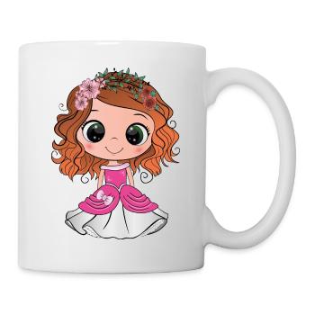 Princesse rousse aux yeux verts et une robe rose - Mug blanc - blanc - Droite