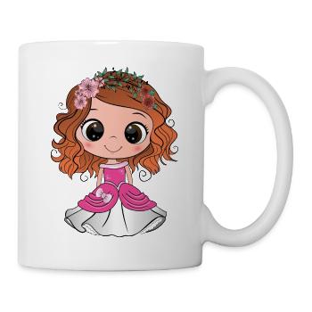 Princesse rousse aux yeux bruns et une robe rose - Mug blanc - blanc - Droite