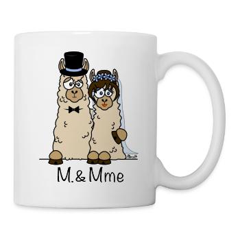 M & Mme LAMAS, Mariage, mariés, humour - Mug blanc - blanc - Droite