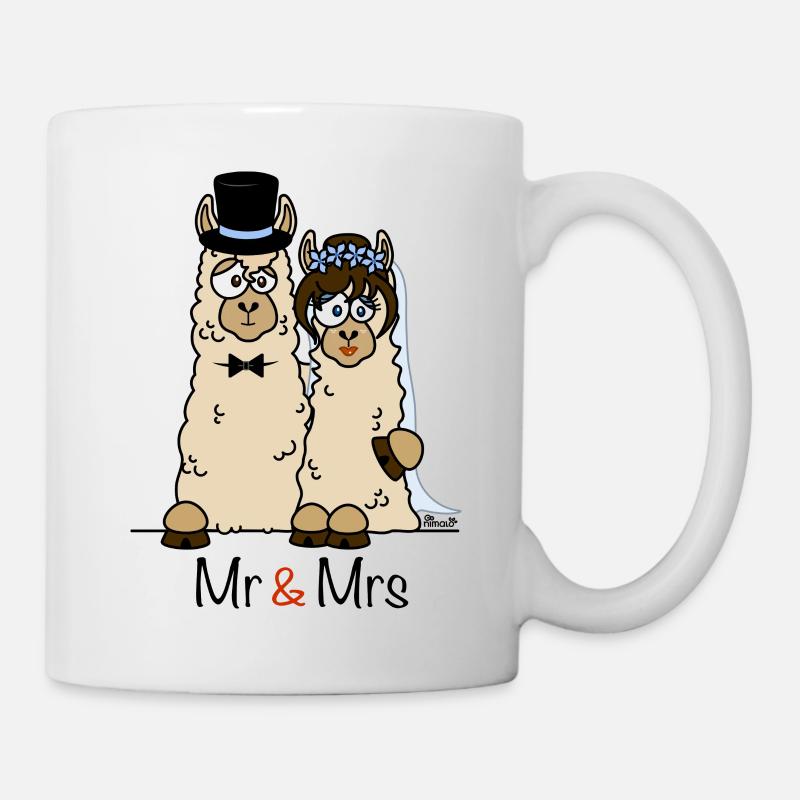 Frau & Frau Lamas, Ehepaar, Hochzeitsfeier - Tasse - Weiß