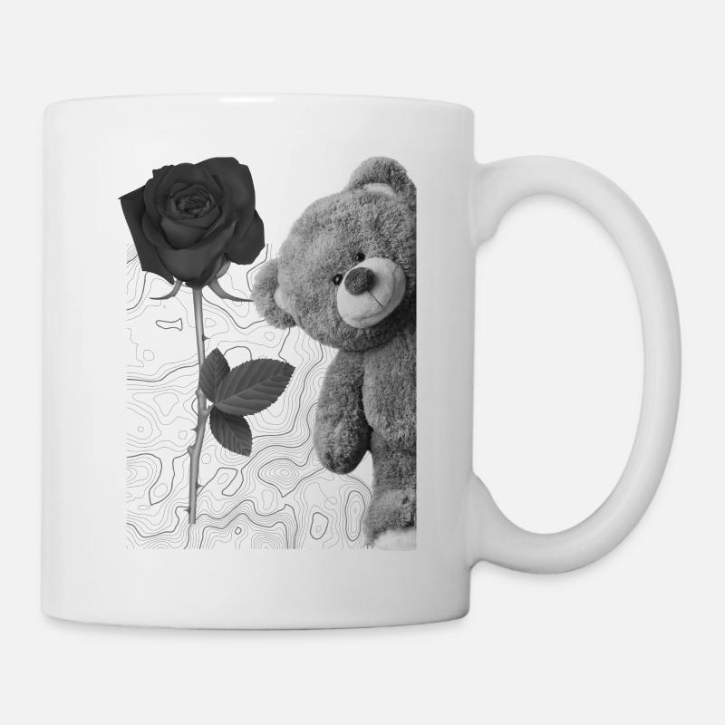 Teddybär mit Rose - Tasse - Weiß