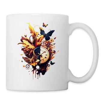 Pixel Art Design on Time and Pocket Watch - Mug - white - Right
