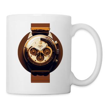 Alte Herrenuhr zeigt als Chronograph die Uhrzeit - Tasse - Weiß - Rechts