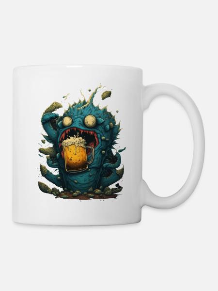 Gieriges Bier Monster - Tasse - Weiß