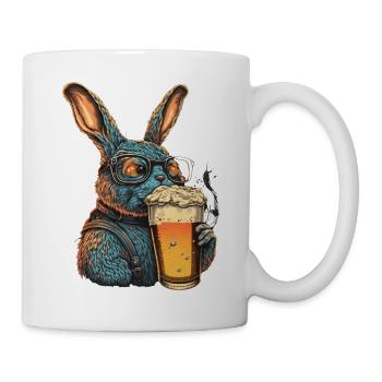 Lapin cool avec de la bière - Mug blanc - blanc - Droite