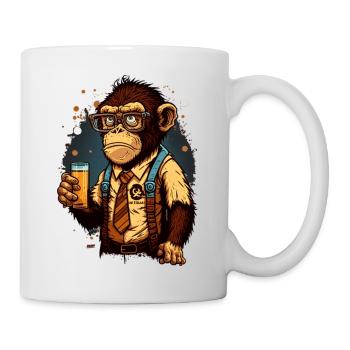 Bier Geek Schimpanse Comic Cool - Tasse - Weiß - Rechts