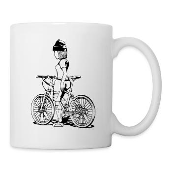 Freiheit auf dem MTB: Comic-Design mit Kick! - Tasse - Weiß - Rechts