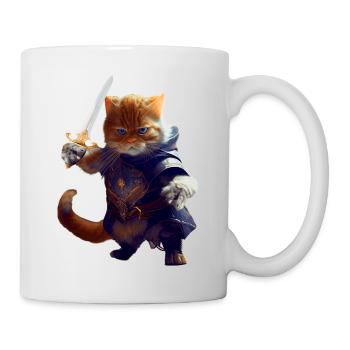 Cat as knight with sword as brave fighter - Mug - white - Right