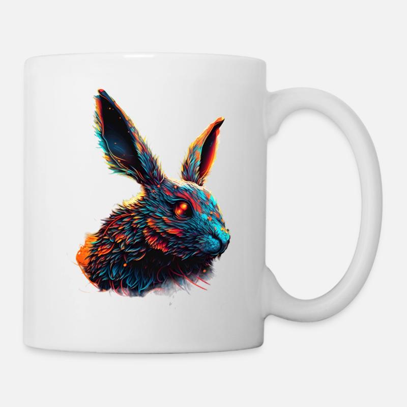 Hase Haustier Synthwave Geschenk - Tasse - Weiß