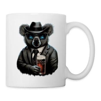 Cooler Koala im Anzug mit Bier - Tasse - Weiß - Rechts
