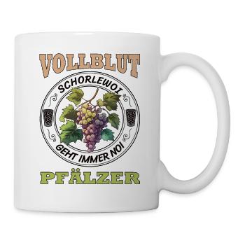 Schorle Riesling Pfalz Mundart Woi Dubbeglas Motiv - Tasse - Weiß - Rechts