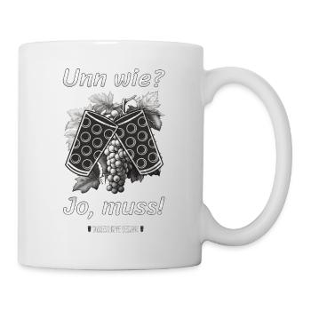 Schorle Riesling Pfalz Mundart Woi Dubbeglas Motiv - Tasse - Weiß - Rechts