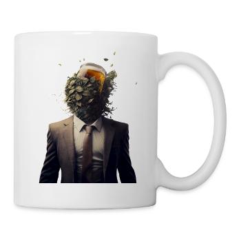 Tête de houblon et de bière en costume - Mug blanc - blanc - Droite