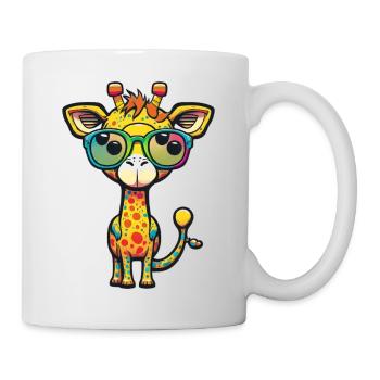 Kawaii mignonne girafe colorée heureuse avec des lunettes de soleil - Mug blanc - blanc - Droite