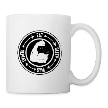 Eat sleep gym repeat schwarz - Tasse - Weiß - Rechts