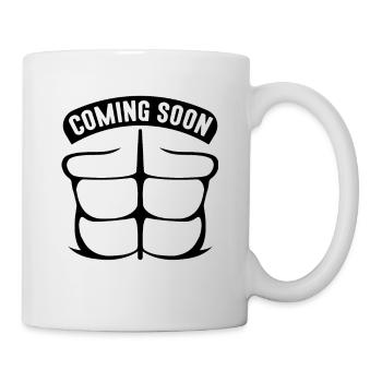 Sixpack coming soon schwarz - Tasse - Weiß - Rechts