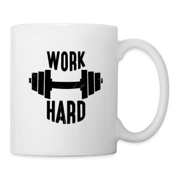 Work Hard Hantel schwarz - Tasse - Weiß - Rechts