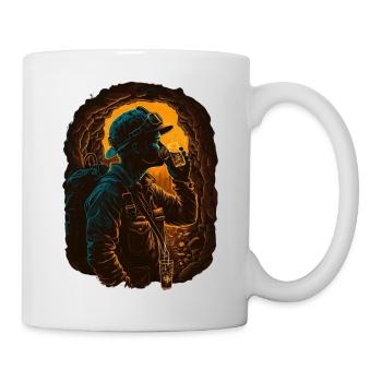 Mining buddy drinks his beer underground - Mug - white - Right