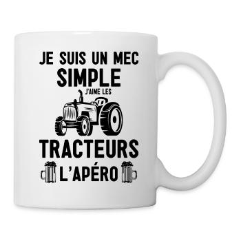 Je suis Un Mec Simple Tracteurs et Apéro - Mug blanc - blanc - Droite