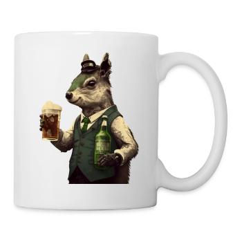 Écureuil chic monsieur avec bière - Mug blanc - blanc - Droite