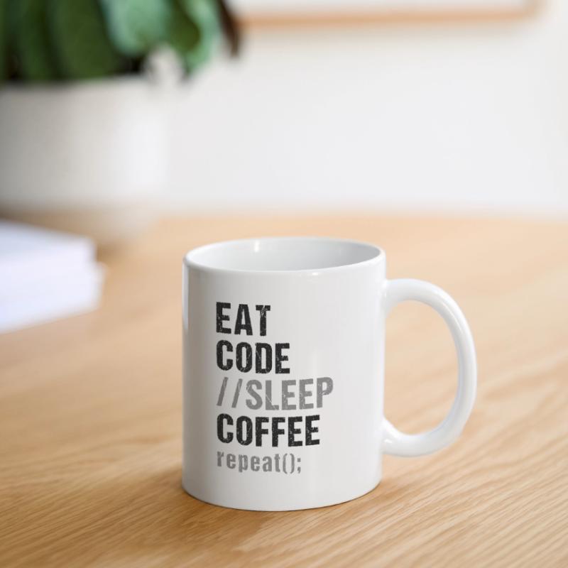 Manger Code Sommeil Café Répéter Mug blanc