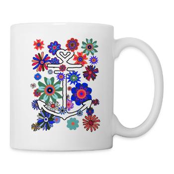 Anchor Hope Flower Power Peace Flowers - Mug - white - Right