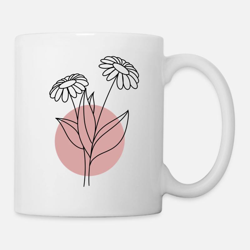 Fleur avec cercle rose - Mug blanc - blanc
