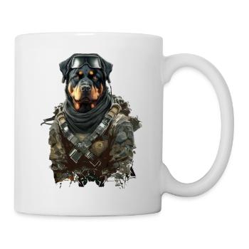 Rottweiler as a soldier - Mug - white - Right