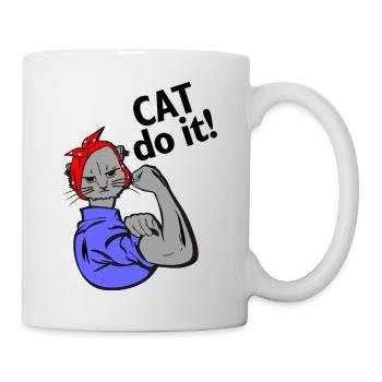 Le chat peut le faire - Les chats peuvent tout faire - Fun Satire - Mug blanc - blanc - Droite