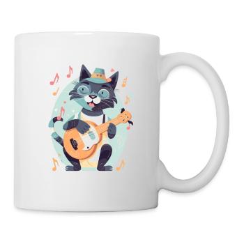 Cute cat with guitar - Mug - white - Right