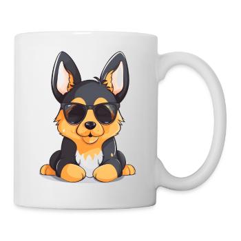 German Shepherd puppy with sunglasses - Mug - white - Right