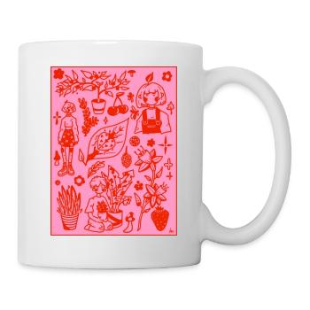 Design Pflanzen in Pink/Rot - Tasse - Weiß - Rechts