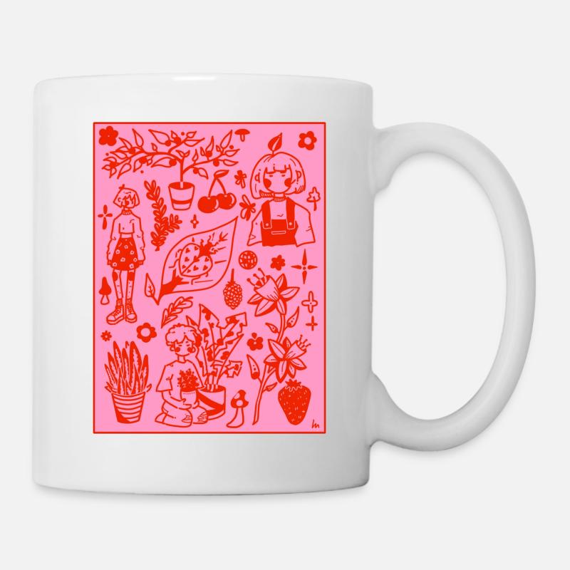 Design plants in pink/red - Mug - white