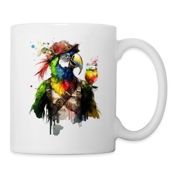 Pirate perroquet cool avec de la bière. - Mug blanc - blanc - Droite