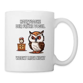 Langschläfer Morgenmuffel Eule Schlaf Spruch Witz - Tasse - Weiß - Rechts