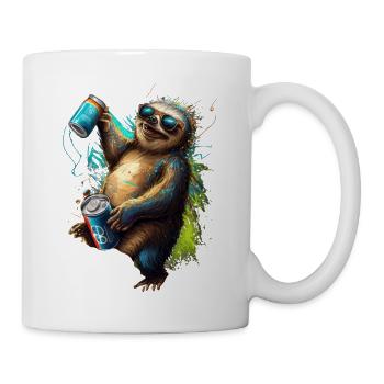 Cool funny sloth with beer - Mug - white - Right