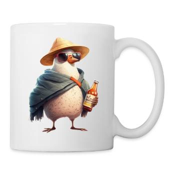 Cooler Pinguin mit Hut und Bierflasche - Tasse - Weiß - Rechts