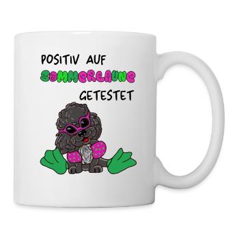 Pudeldesign - süßer Pudel in Sommerlaune - Tasse - Weiß - Rechts