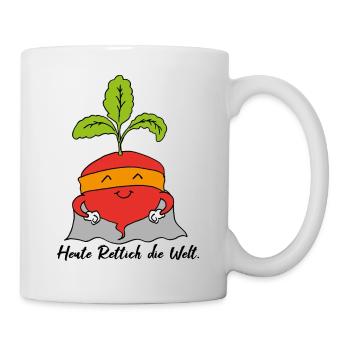 Heute Rettich die Welt - Tasse - Weiß - Rechts