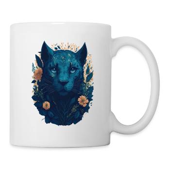 Grand chat avec des fleurs - Mug blanc - blanc - Droite