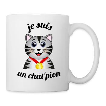je suis un chat 'pion - Mug blanc - blanc - Droite